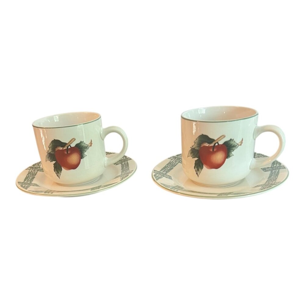 2 sets Cades Cove Collection Apple Blossum Coffee, Teacup & Saucer By Citation